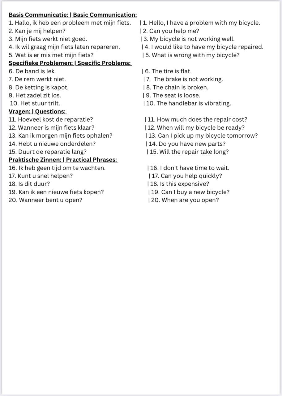 8. Bike Shop Phrases